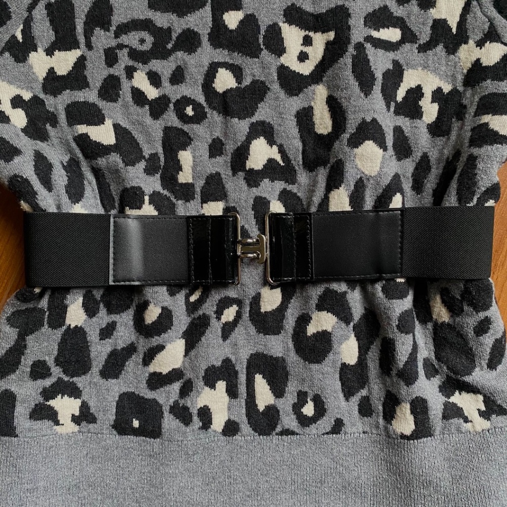 80's🌷Vintage Stretch Waist Belt black with silver buckle